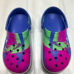 Crocs- multi colored (purple,pink,light green)